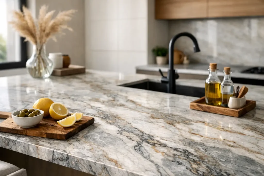 Quartzite bordplade køkken med naturlig karakter