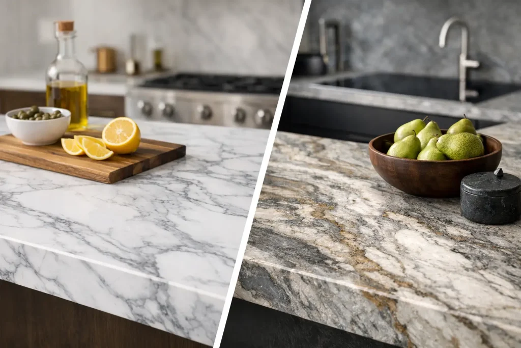 Marmor eller quartzite til køkkenbordpladen?