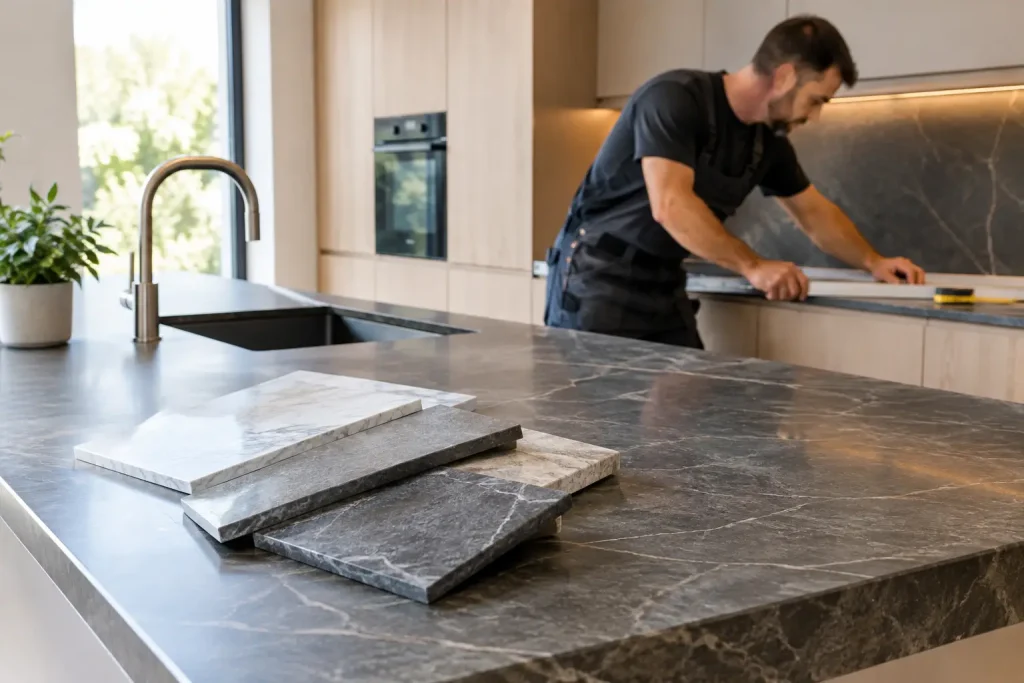 Køkkenrenovering med sten: valg og montage